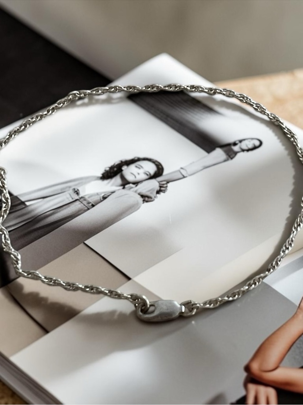 Sterling Silver Twisted Rope Chain Necklace - Silver